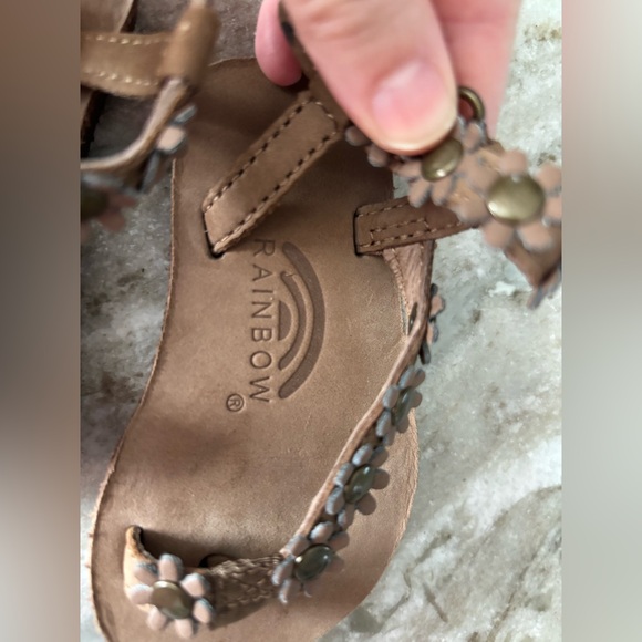 Leather rainbow floral sandals toddler 3/4 - Picture 2 of 5